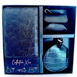 Passport Holder Set NIB Black Luggage Tag Headphone Case Collections Xux